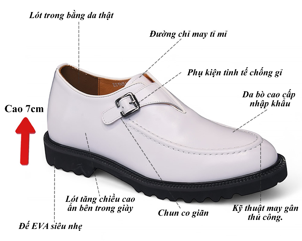 Giày cao 7cm siêu nhẹ da thật 7